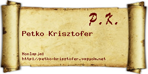 Petko Krisztofer névjegykártya